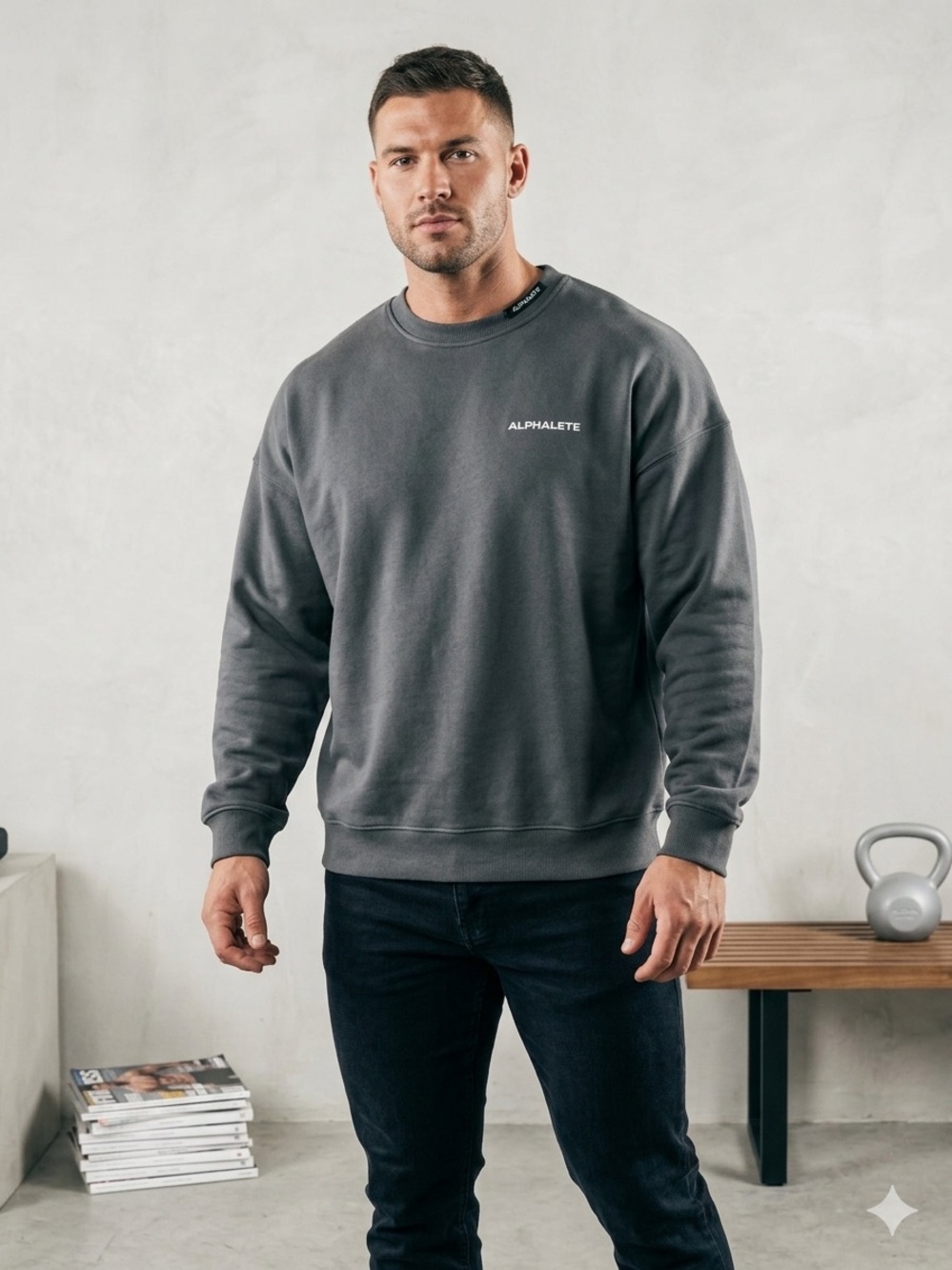Alphalete Men's Crewneck Sweatshirt in Charcoal